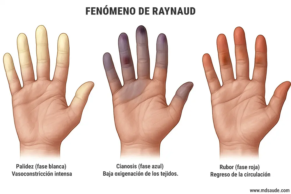 Tríada clásica del fenómeno de Raynaud